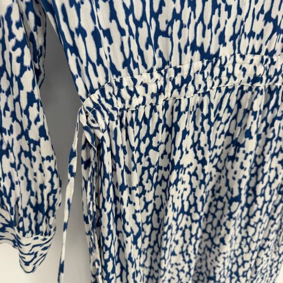 Rails Maple Cobalt Static V Neck Midi Dress Long Sleeve Elastic Waist Medium - Picture 5 of 8